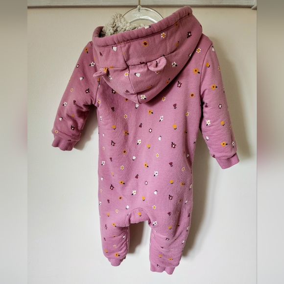 Sherpa Lined Foral Romper/Bunting 12-18M - Picture 3 of 3